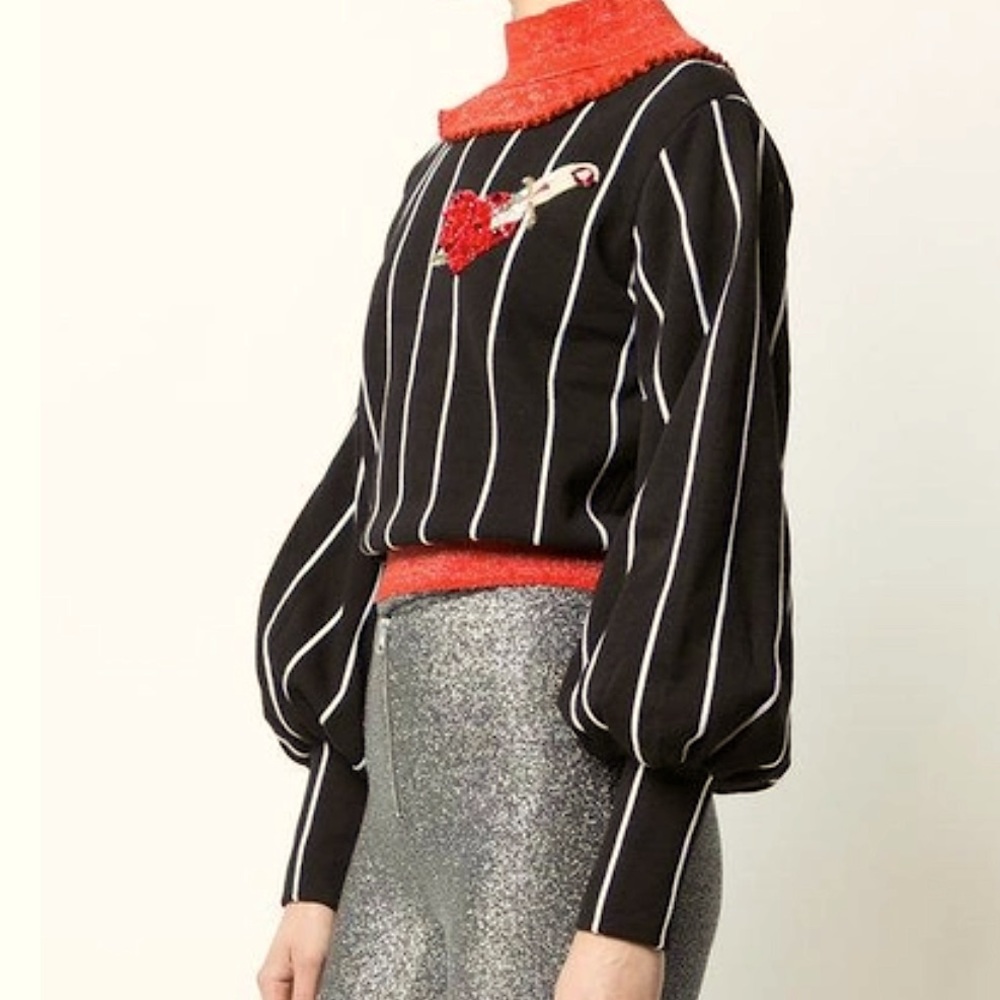 Dilara Findikoglu AW17 Heart and Dagger Cropped Sweatshirt Swarovski Crystal